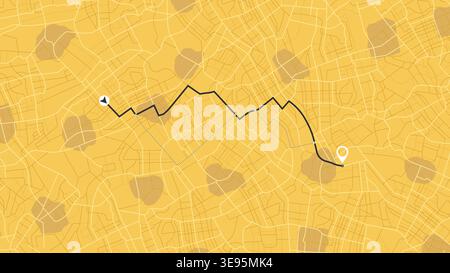 Detailed delivery plan to delivery your package. Application with track information flat style. Location tracker dashboard with data of arrive time on Stock Vector