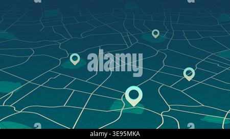 Navigation concept with pin pointers. Location pin on perspective city map. Vector illustration Stock Vector