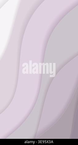 Vertical Lavender Pastel Background Abstract Purple Paper Cut Waves for Instagram Stories, Beauty Blog Branding and Wellness Identity. Soft Aesthetic Stock Vector
