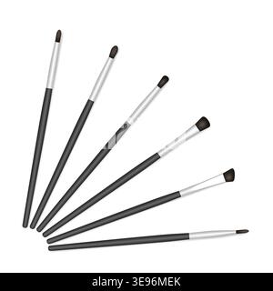 Makeup brush set. Make-up brushes isolated on white background, realistic vector illustration Stock Vector