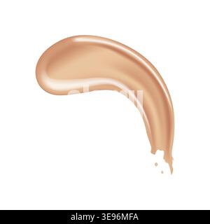 Make-up foundation smeared smudge isolated on white background. Makeup concealer swatch top view, realistic vector illustration Stock Vector