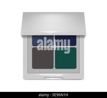 Make-up eyeshadow palette, realistic vector illustration. Open color eye shadow kit case top view Stock Vector