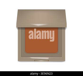 Makeup product packaging. Make-up powder, foundation, corrector or blush. Open square cosmetic case top view, realistic vector illustration Stock Vector