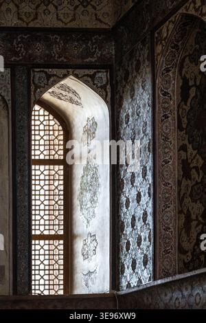 Ali Qapu Palace window interior, Isfahan, Iran Stock Photo