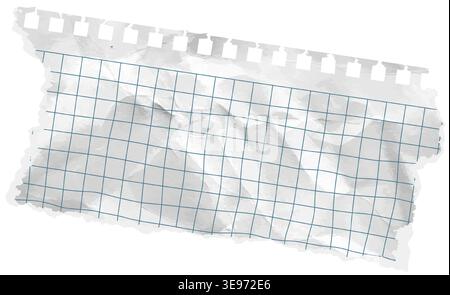 Torn corner paper piece rip with isolated scrapbook blue grid. Old letter angle template from checkered copybook with crumpled wrinkled notebook textu Stock Vector