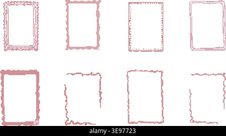 Cross stitch frame border set with decorative embroidery designs for handmade textile craft and vintage style layout Stock Vector