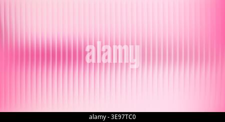 Ribbed glass background with abstract gradient effect. Pink vertical fluted stripes. Blurred futuristic rippled backdrop. Geometric holographic vector Stock Vector