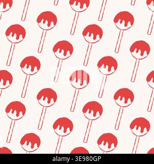 Red lollipops with drips pattern on white background Stock Vector