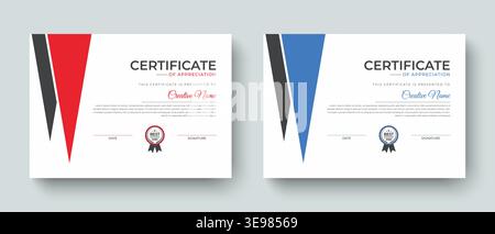 Creative minimal certificate of achievement award design layout template. Professional achievement certificate, academic, graduation, appreciation Stock Vector