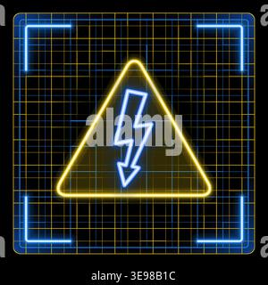 Electrical danger sign, high voltage warning icon. Neon glow editable stroke icon design collection. Stock Vector