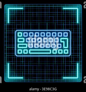 Computer keyboard icon. Cyber neon futuristic icon collection, editable strokes in graphic style. Stock Vector