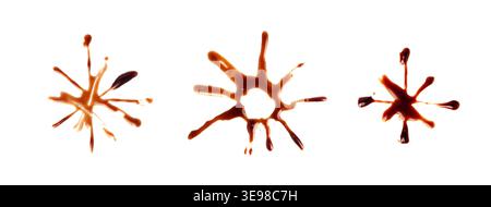 Chocolate Sauce Sun, Smear Isolated, Choco Sauce Drop, Cream Line, Melt Chocolate Drizzle, Cocoa Sauce Flat Stroke, Brown Syrup Decoration, Soy Sauce Stock Photo
