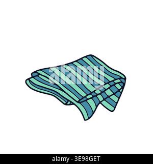 Hand drawn folded tea towel icon vector illustration. Cozy home decor clipart Stock Vector