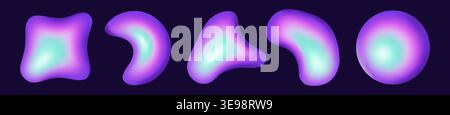 Soft glowing shapes float against a deep purple background Stock Vector