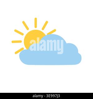Sun behind cloud icon representing partly cloudy weather Stock Vector