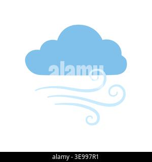 Wind blowing from cloud icon flat weather symbol Stock Vector
