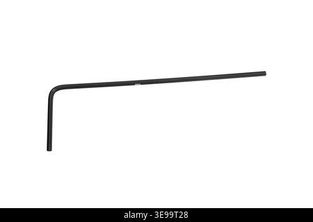 A single black L-shaped hex key wrench isolated on a solid white background. Stock Photo