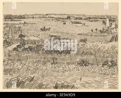 Vincent van Gogh (1853–1890) was a Dutch post-impressionist painter. 'Ernte in der Provence' is a painting created for Émile Bernard in mid-July 1888. The archival photographic print documents the artwork and its composition. Stock Photo