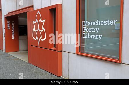 Manchester Poetry Library at Manchester Metropolitan University’s Grosvenor East building on Cavendish Street. Stock Photo