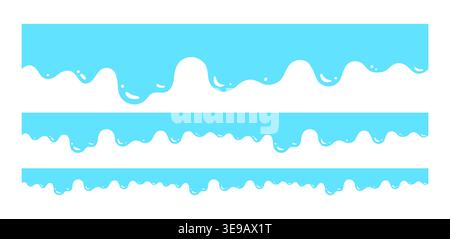 Waves sea ocean website divider set. Abstract wavy borders and flowing curve shapes. Header and footer separators featuring smooth graph, drops and fluid elements modern element graphic cartoon style Stock Vector