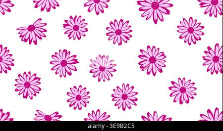 The pink and purple flower vector illustration creates a beautiful, abstract, seamless pattern perfect for decorative textile or paper backgrounds. Stock Vector