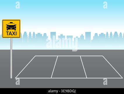 Taxi Parking Zone. Taxi Service Concept. Vector Illustration. Stock Vector