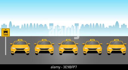 Taxi Car. Taxi in the City. Vector Illustration. Stock Vector