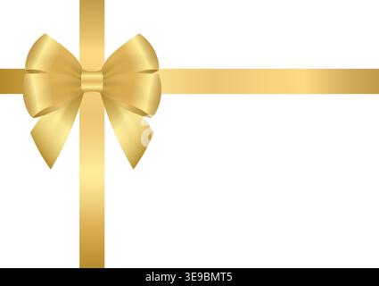 Golden Ribbon Bow. Vector Illustration Isolated on White Background. Stock Vector