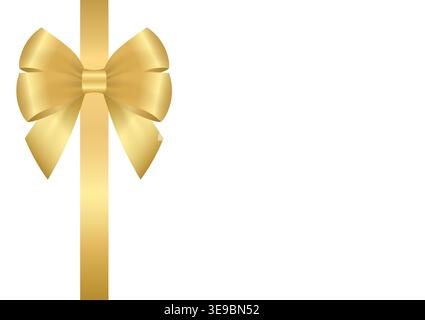 Golden Ribbon Bow. Vector Illustration Isolated on White Background. Stock Vector