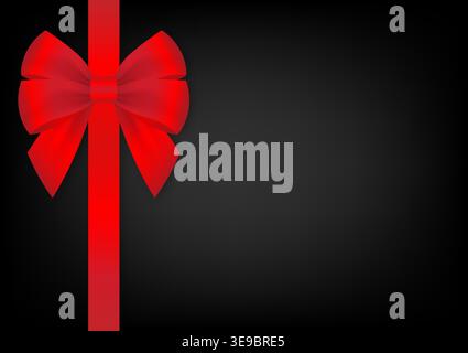 Red Ribbon Bow on Black Background. Vector Illustration. Stock Vector