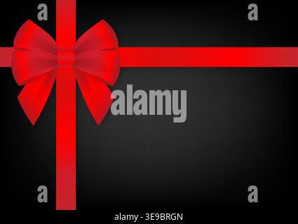 Red Ribbon Bow on Black Background. Vector Illustration. Stock Vector