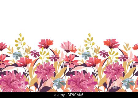 Vector floral seamless pattern, border Stock Vector