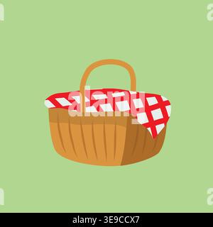 picnic basket with tablecloth icon isolated Stock Vector