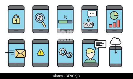 Smartphone and mobile service icon set Stock Vector