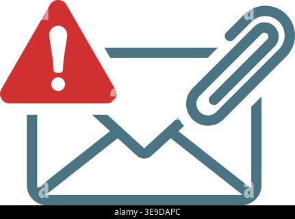 Email attach icon in flat style. Mail envelope with paper clip vector illustration on isolated background. Network safety sign business concept. Stock Vector