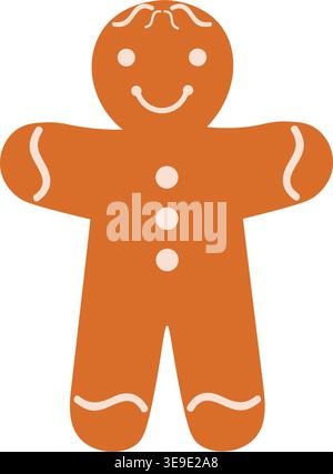Cute gingerbread man with icing details. Classic Christmas cookie for festive design, seasonal decor and holiday illustrations.Vector illustration Stock Vector