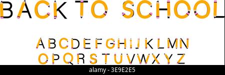 Creative alphabet made of pencils, perfect for back to school designs. Colorful letters ideal for classroom decor, kids' projects, educational posters Stock Vector