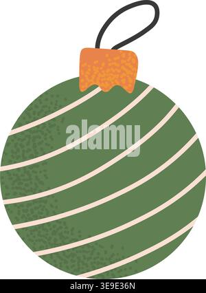 Glossy green Christmas ball ornament with festive shine. Classic holiday decoration for seasonal design and winter illustration.Vector illustration Stock Vector