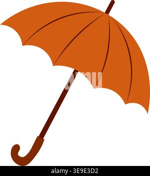 Fall umbrella. Classic umbrella in orange color. Great for rainy weather, autumn season, protection, and cozy day design. Vector illustration Stock Vector