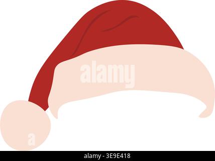 Pointed Santa hat with straight brim, simple red Christmas cap in modern flat style. Vector illustration Stock Vector