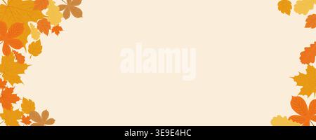 Warm autumn background with falling leaves. Ideal for season, harvest, Thanksgiving, natural and cozy fall designs. Copy space for text. Vector illust Stock Vector