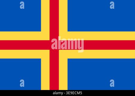High resolution Åland Islands flag image national symbol with authentic colors and banner design Stock Vector
