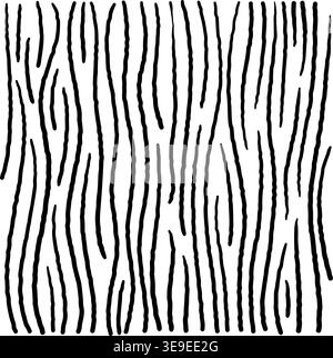 Vertical flowing wavy lines forming a hand drawn contour pattern. Seamless square black and white tile. Stock vector illustration in hand drawn style. Stock Vector