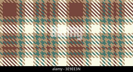 Classic Christmas tartan houndstooth featuring brown green cream diagonal checkered holiday design Stock Vector