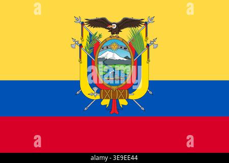 Professional Ecuador flag image for global content travel visuals and cultural representation Stock Vector