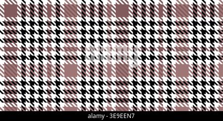 Geometric houndstooth textile design featuring black white checks and brown accent elements Stock Vector