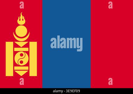 High quality Mongolia flag image suitable for editorial education travel and digital design projects Stock Vector