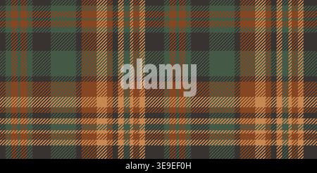 Heritage hunting tartan plaid combining rust orange, sage green, golden brown, neutral tones. Scottish check textile with diagonal twill texture. Stock Vector