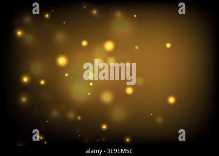 Abstract golden bokeh background with soft glowing orbs and blurred lights creating a warm, festive atmosphere suitable for various design projects Stock Vector