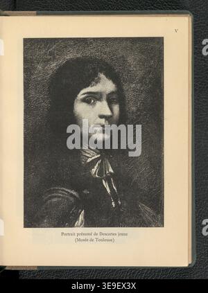 René Descartes (1596–1650) is widely regarded as one of the key figures in the development of modern philosophy and mathematics. This 1937 study, written by Léon Brunschvicg, focuses on Descartes' philosophy and his influence on the scientific revolution. The archival image showcases the 97-page illustrated book published by Rieder in Paris. Stock Photo